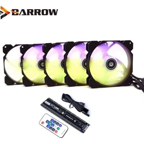 Barrow PWM Fan Size 120*120mm Fan use for Radiator Computer Case with 5V A-RGB Light 6PIN Header/Support Motherboard Aurora