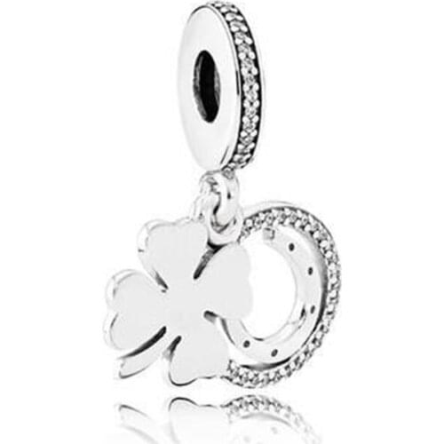 Original 925 Sterling Silver Charm New Fashion Lucky Day And Clover Pendant Fit Pandora Women Bracelet & Necklace Diy Jewelry