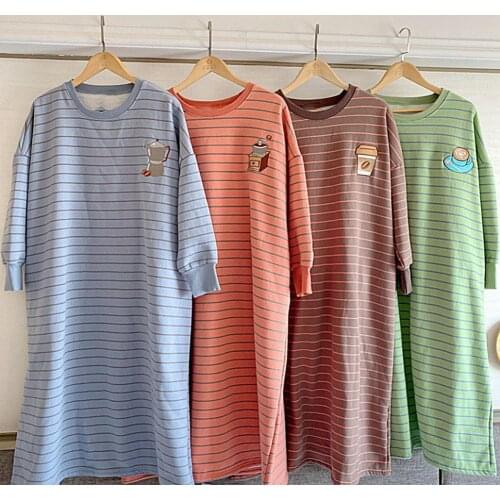 Women Autumn Winter Dress Fashion Thicken Warm Loose Cartoon Cute Oversized Pajamas Nightwear for Winter