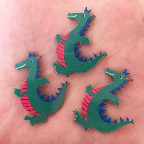 Green Dinosaur Flat back Acrylic sheet Miniature pattern applique 10pcs DIY Wedding scrapbook craft OF367