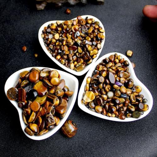 100g Natural Tigers Eye Crushed Stone Gravel Agate Crystal Ore Specimen Ornaments Fish Tank Potted Bonsai Home Decoration