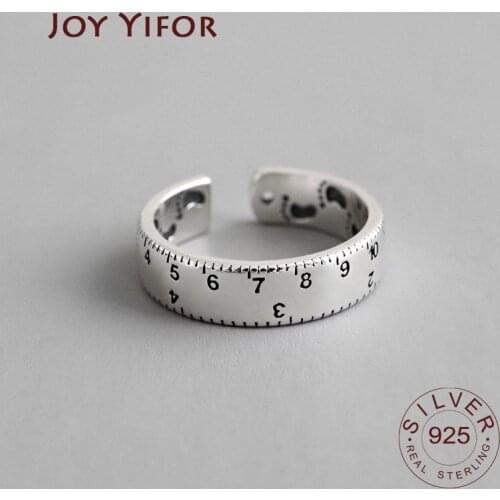 100% Authentic 925 Sterling Silver Open Rings Cold wind measure vintage multi-layer wrong side Elegant Jewelry Ring Street Party