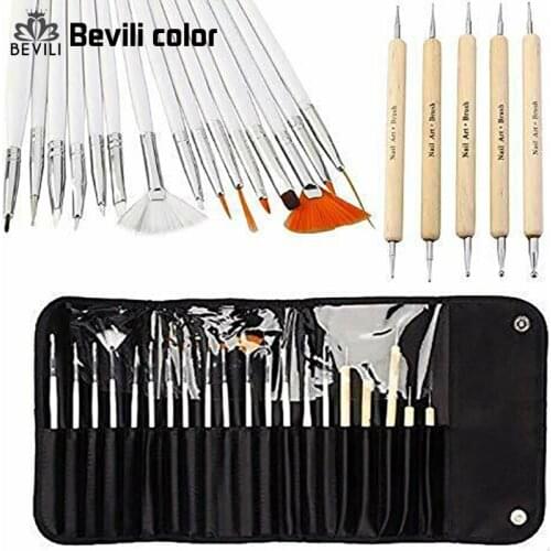 20pcs Nail Art Designing Painting Dotting Detailing Pen Brushes Bundle Tool Kit