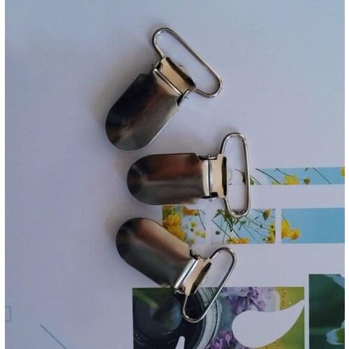 2015 New 50 pcs 1'' Inch 25mm Wide Lead Free Metal Pacifier Clips / Suspender Clips Holder Rack Plating with Plastic Insert