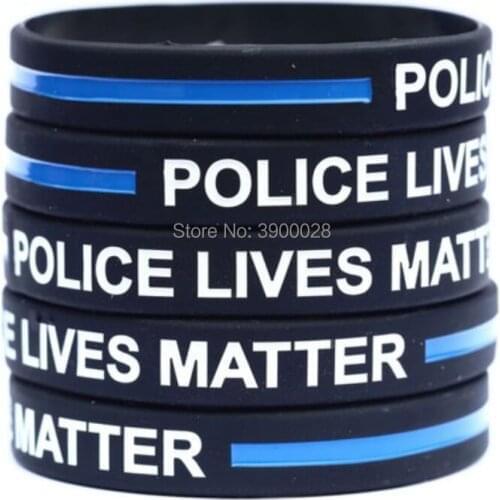 300pcs Thin Blue line with Police Lives Matter silicone wristband bracelet free shipping by DHL
