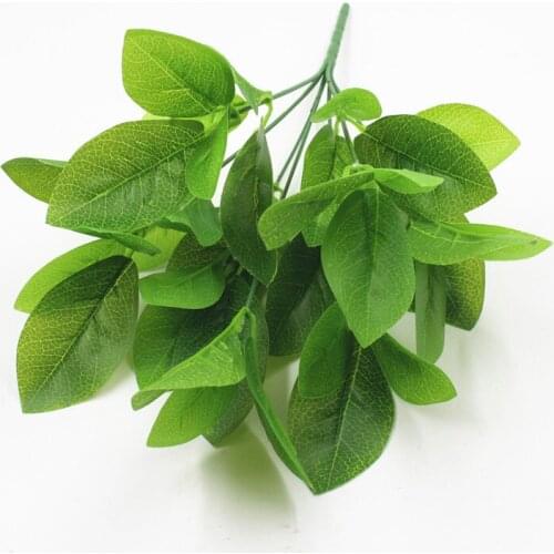 37cm 7 Fork Artificial Plants Leaves Tropical Magnolia Bouquet Fake Bonsai Grass Real Touch Tree Foliage Green Plants