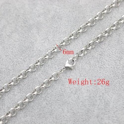 5pcs New Pattern 316 Stainless Steel 24inch 6mm rolo necklace Chains for lockets Pendant Women Men