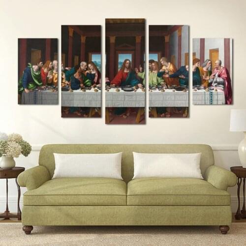 5 Piece Last Dinner Painting Modern Canvas Art Wall Art Prints Home Decor Poster Pictures Canvas Artwork For Living Room Decor