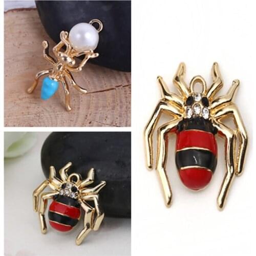 5 PCs Jewelry 3D Charms Halloween Spider Animal Acrylic Imitation Pearl Enamel Pendant For DIY Jewelry Making Gifts
