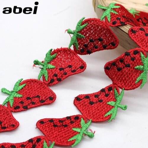 5yards/lot baby girl clothes sewing lace ribbon pretty strawberry lace trims diy handmade craft garment accessories