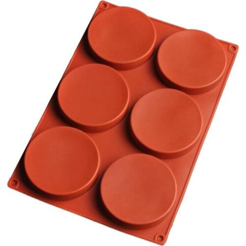6-Cavity Large Cake Molds Silicone Round Disc Resin Coaster Mold Non-Stick