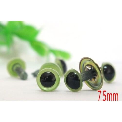 60pcs 7.5mm Plastic Safety Eyes Green Colours Round Pupils with Washers