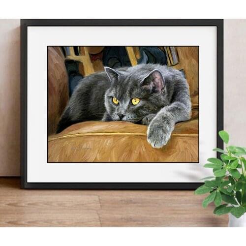 Diy Diamond Painting Cross Stitch The Cat Diamond Embroidery For Children Bedroom Handmade Crafts Canvas Printed