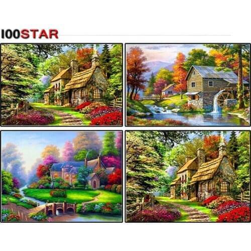 Diamond Embroidery Landscape Handmade Diamond Painting full round Village Needlework Mosaic Cross Stitch Home Decor