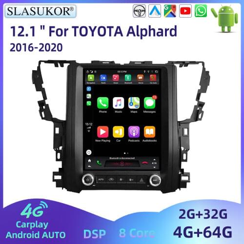12.1" Android 10 Car Multimedia Player For TOYOTA Alphard 2016 2017 2018 2019 2020 Audio DVD Radio Stereo Head Unit DSP Carplay