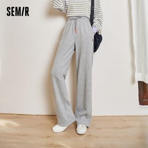 SEMIR Casual Pants Women Embroidery Jogging Autumn 2021 New Waist Wide-Leg Sports Trousers For Girls