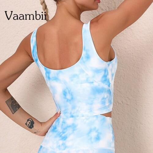 Womens Tie Dye Bra Colourful Sportswear Print High Impact Sports Bra Floral Yoga Top Open Back Sports Crop Top Seamless Bra