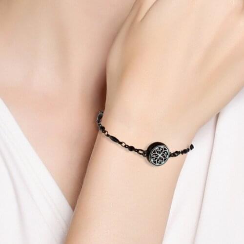 316L Stainless Steel 12mm Black Bracelet Diffuser Locket With Adjustable Chain Bracelet Fashion Jewelry Free 10Pads