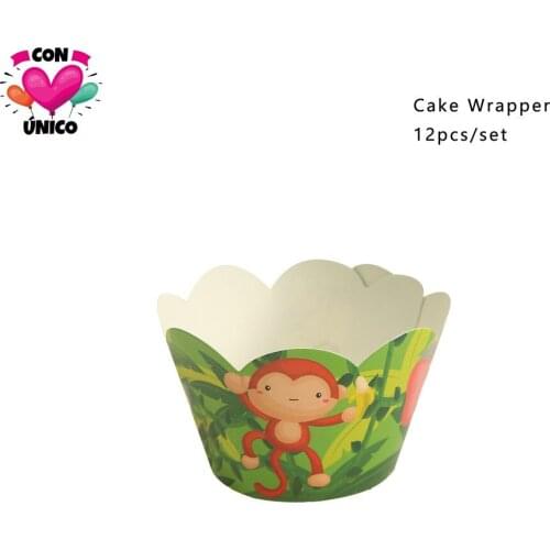 Conunico Animal Jungle Theme Jungle Party Decoration Birthday Jungle Safari Animal Kids Party Supplies Cake Wrapper JA5037
