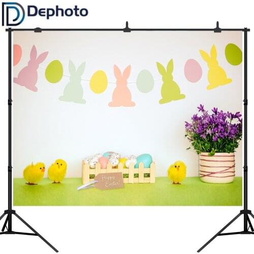 Dephoto Photography Backdrop Spring Easter wood fence flowers green grass Background photo studio photophone photocall props