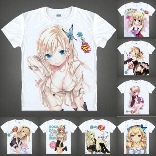 Coolprint Anime Shirt Haganai NEXT Boku Wa Tomodachi Ga Sukunai T-Shirts Short Sleeve Yozora Mikazuki Cosplay Hentai Shirts