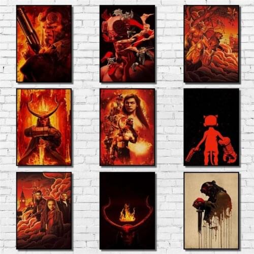 Hellboy Kraftpaper Poster Monster Painting Abstract Funny Fancy Wall Sticker for Coffee House Bar