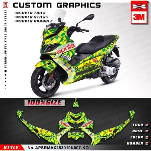 KUNGFU GRAPHICS Motorcycle Stickers PVC Vinyl Wraps Kit for Aprilia SR MAX 250 300 2019 2020, Customizable
