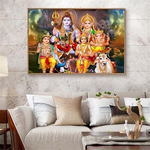 Indian Art Hindu God Figure HD Canvas Painting Religious Poster And Print For Living Room Home Decoration Unstretched Modern Art