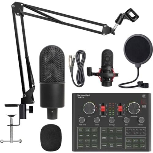 K20 Condenser Microphone Kit with V9X PRO Live Sound Card, for Noise Reduction Karaoke Studio Recording & Broadcast