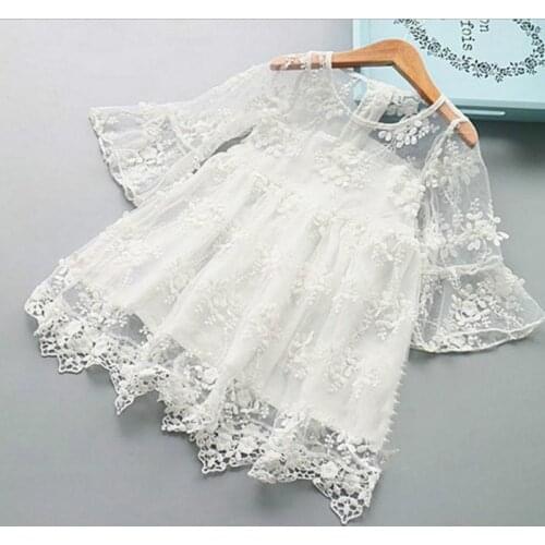 Girls Summer Dress Lace Petal Sleeves Princess Dress Kids Beach Dresses Girls Clothing Party Casual Wear Kids Dresses For Girls
