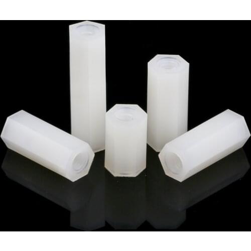 M2 M2.5 M3 M4 White Hex Female Standoff Nylon Double Pass Plastic Hexagon Thread PCB Motherboard Spacer Pillar Circuit Boards