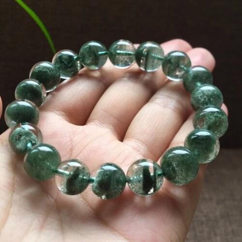 11.5mm Genuine Natural Green Phantom Quartz Bracelet Garden Women Men Crystal Clear Round Beads Stretch Rare AAAAAA