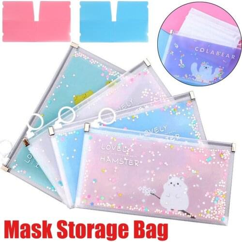 New 210*115*30mm Mask Storage Bag Portable PP Face Mask Holder Dustproof Zip Pouch Mask Pollution-Free Save Bags Home Supplies