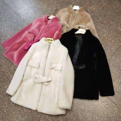 Double sided coat for women, winter warm wool coat, female genuine jacket, long Park with natural fur lx2467