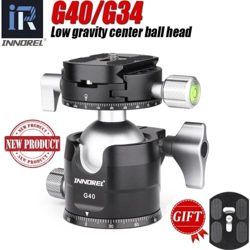 G34/G40 Professional Tripod Ball Head Low Profile Gravity Center Double Panoramic Ballhead with L Q.R.Plate for Digital Cameras