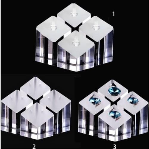 4Pcs/Set Clear Acrylic Jewelry Holder Photography Props Rings Earrings Pendant Display Stand Ornaments Show Rack
