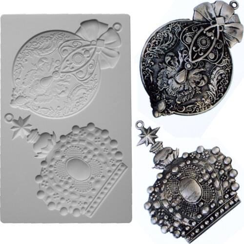 Relief Adornments Pendant Silicone Mold Fondant Mould Cake Decorating Tools Chocolate Gumpaste Molds, Sugarcraft, Kitchen Gadget
