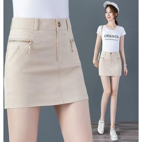 2021 Spring Autumn Casual Jeans Shorts Women High Waist Pockets Denim Shorts Skirts Female All Match A Line Casual Shorts Skirt