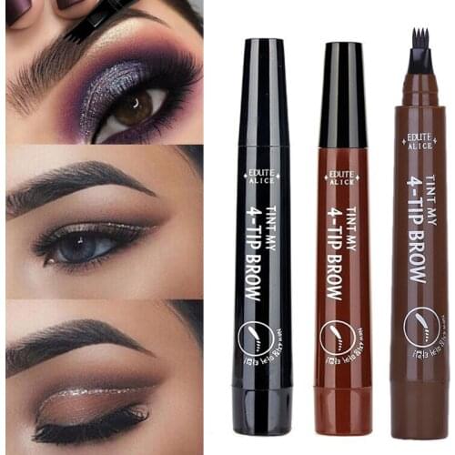 Waterproof Eyebrow Pen 4 Fork Tip Eyebrow Tattoo Pencil Cosmetic Natural Long Lasting Liquid Eye Brow Pencil Cosmetics 5 Color