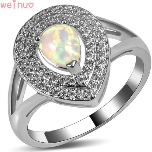 Weinuo White Fire Opal White Crystal Ring 925 Sterling Silver Top Quality Fancy Jewelry Wedding Ring Size 5 6 7 8 9 10 A331