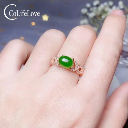 CoLife Jewelry 925 Silver Jasper Ring Vintage Jasper Jewelry 6mm*8mm Natural Jasper Silver Ring Gemstone Ring for Daily Wear