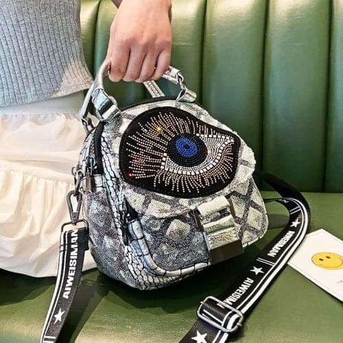 Womens Bag 2021 Ladies Luxury Big Eye Handbag Tote Soft Leather Sac A Main Fashion Purse Sequines Shoulder Messenger Bolso