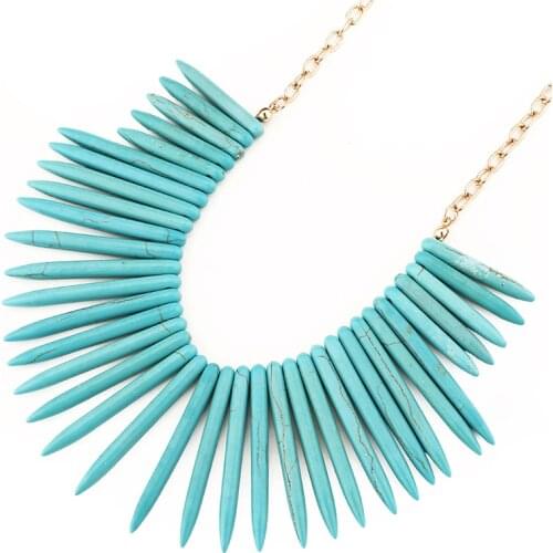 Bohemia Synthetic Stone Pendant Choker Necklace For Women Statement Pendant Chain Collar Choker Fashion Jewelry Colliers