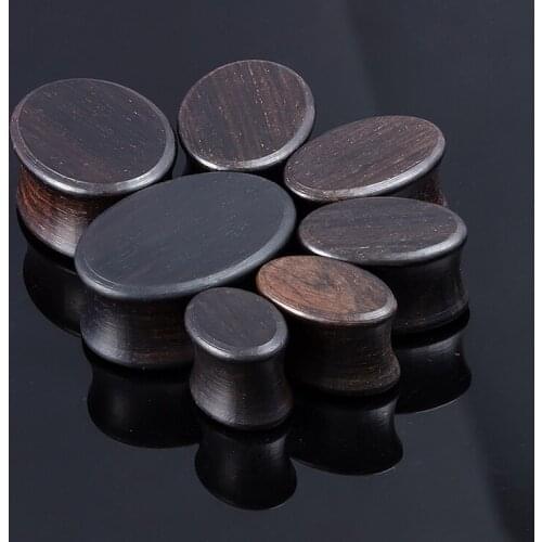 2PCS Oval Wood Ear Plugs Tunnels Earring Flesh Piercing Gauges Punk Earlet Expander Stretcher for Women Men Body Jewelry 8-25mm