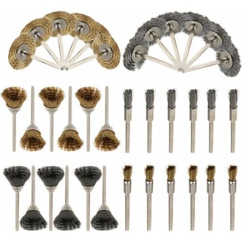 36 Pcs Steel Wire Wheel Brushes Buffing Drill Rotary Tools Grinder Welding Polishing Cups Drill Bit For Metal Rust Removal Brush