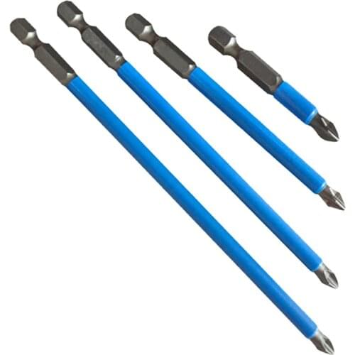 4pcs Non-Slip 1/4" Hex Shank Magnetic PH2 Long Electric Screwdriver Bits S2 Steel Hex Shank 100mm F1 FC Long Electric Hand Tool
