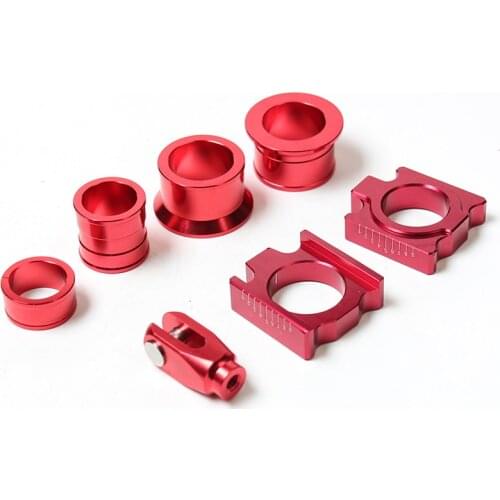 Aluminum cnc rear chain adjuster axle blocks with wheel busher spacer sleeve and brake clamp for cr125 crf 250x 450r dirt bike