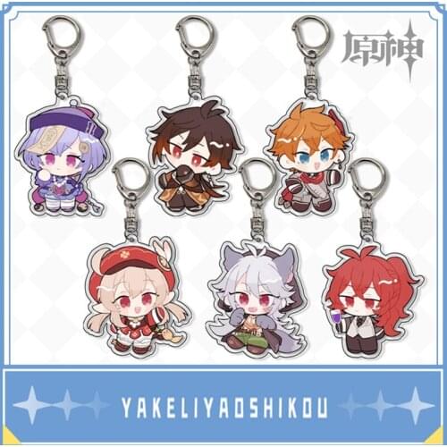 Anime Keychain Genshin Impact Venti Paimon Player Diluc Klee Man Key Chain For Womens Cute Bag Pendant Key Chain Keyring Gift