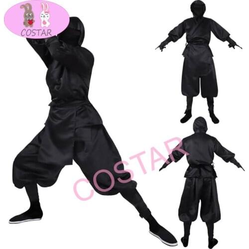 COSTAR Halloween Costumes Japanese Mens Black Ninja Cosplay Suit Performance Costume