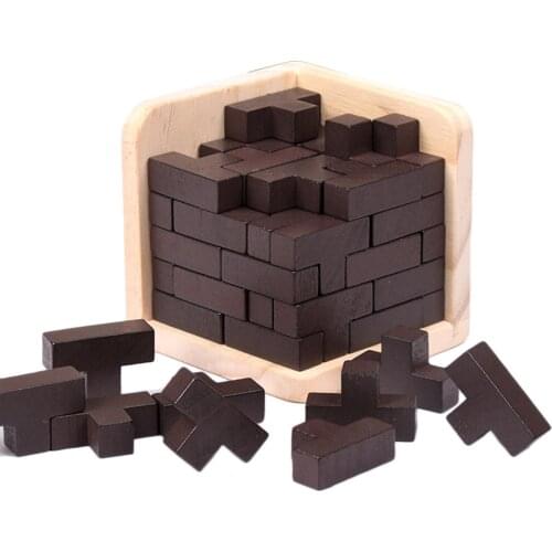 Kids Educational Toys Wooden 3D Brain Teaser Puzzles Toy Geometric Intellectual Jigsaw Logic Puzzle Children Educational Toys